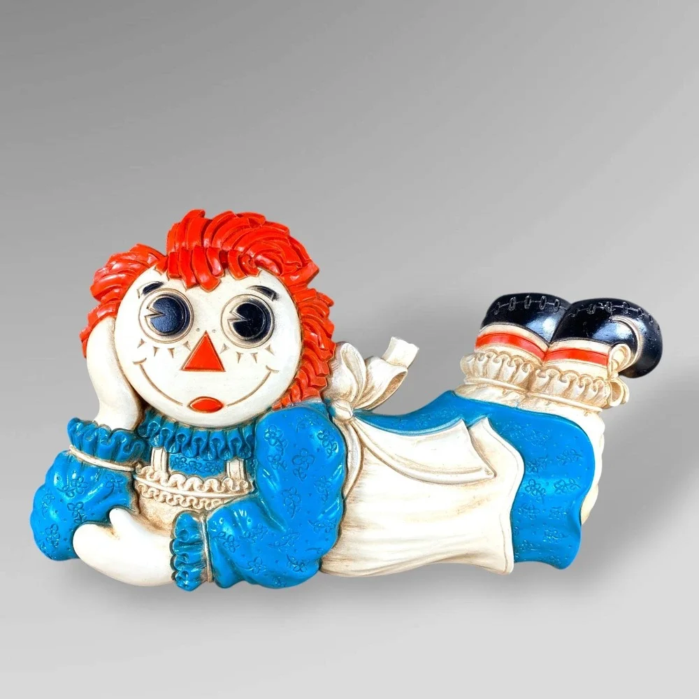 Raggedy Ann & Andy Wall Plaques Set Vintage 1977 Bobbs Merrill Room Decor - Picture 3 of 9